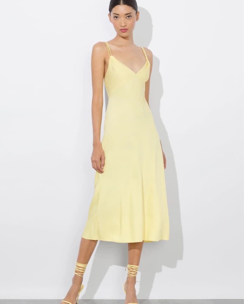 Alice + Olivia Kiro Butter Yellow Slip Dress - Image 4