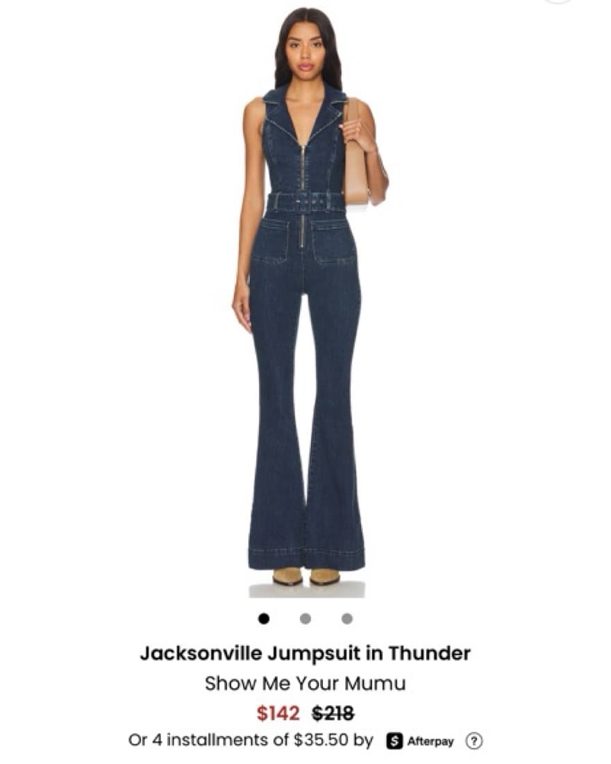 Sleek Denim Jumpsuit with Flared Legs  - Image 1