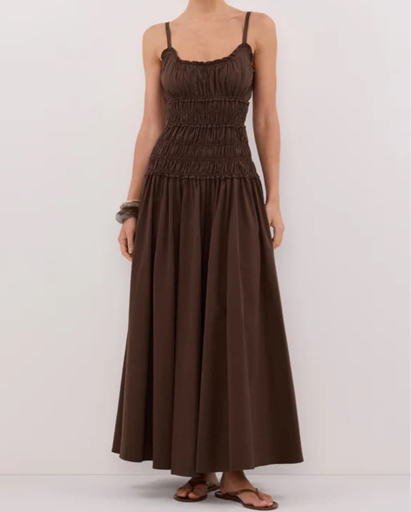 Dissh Toby Bitter Choc Cotton Midi Dress - Image 1
