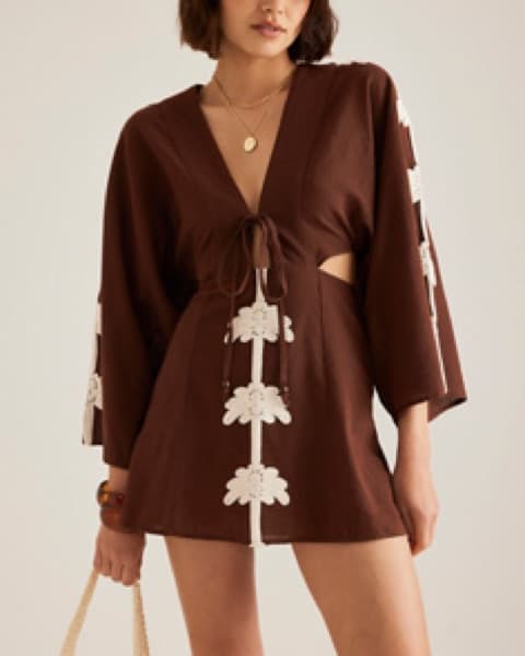 Celandine Brown Mini Dress  - Image 1