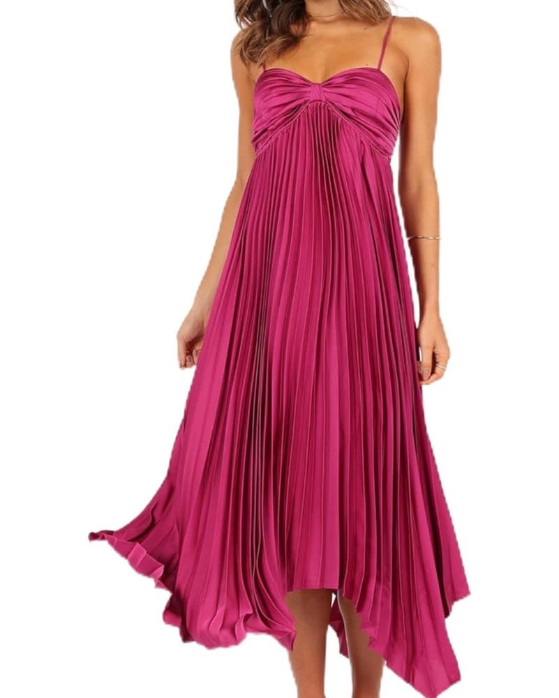Elegant Fuchsia Pleated Maxi Dress - Image 1