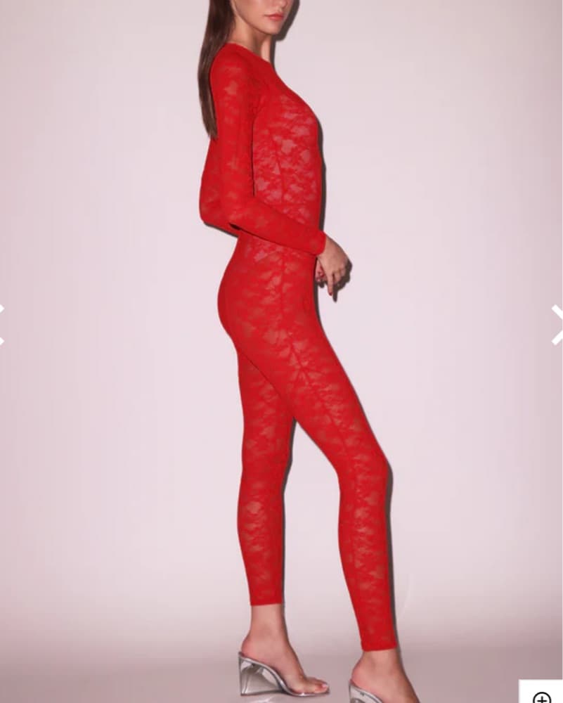 Vibrant Red Lace Catsuit  - Image 4
