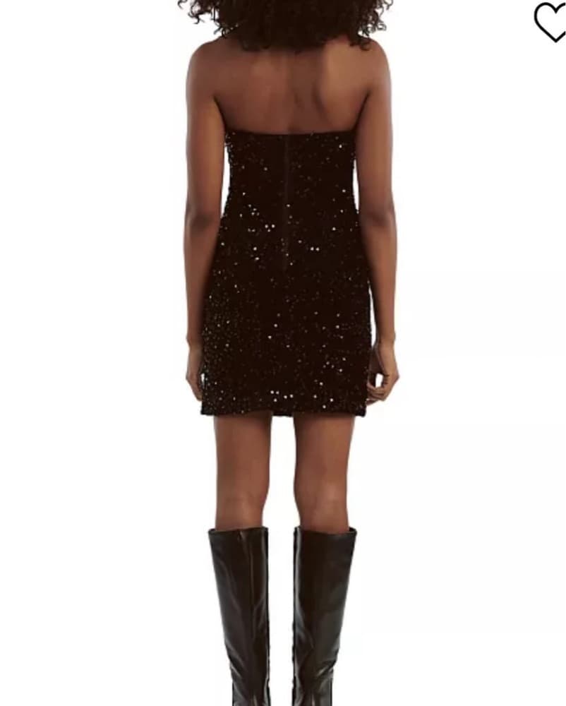 Glittering Black Sequin Mini Dress - Image 3