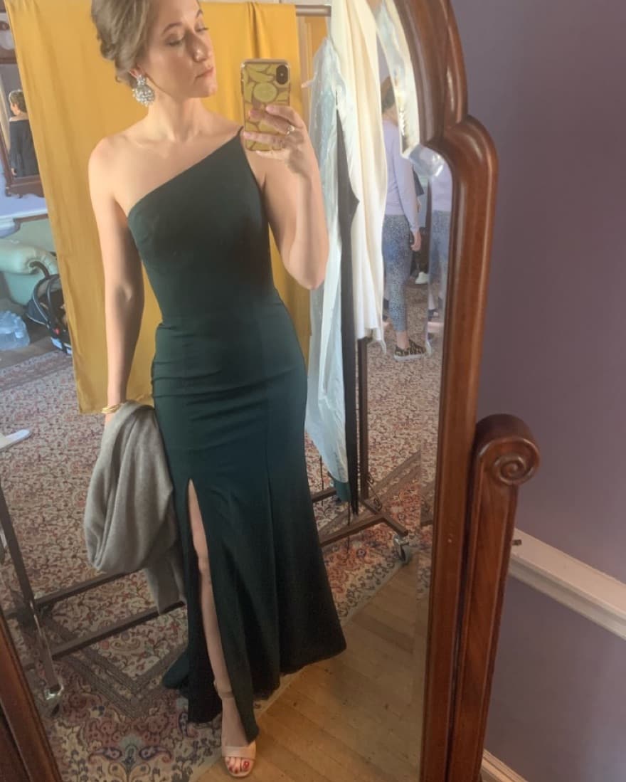 Amsale Bridesmaid Dress Hunter Green - Image 1