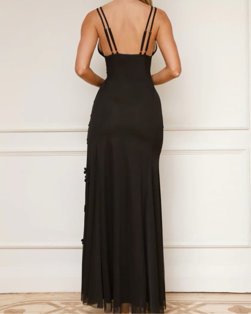Black Sprinkle Daisies Maxi Dress  - Image 4