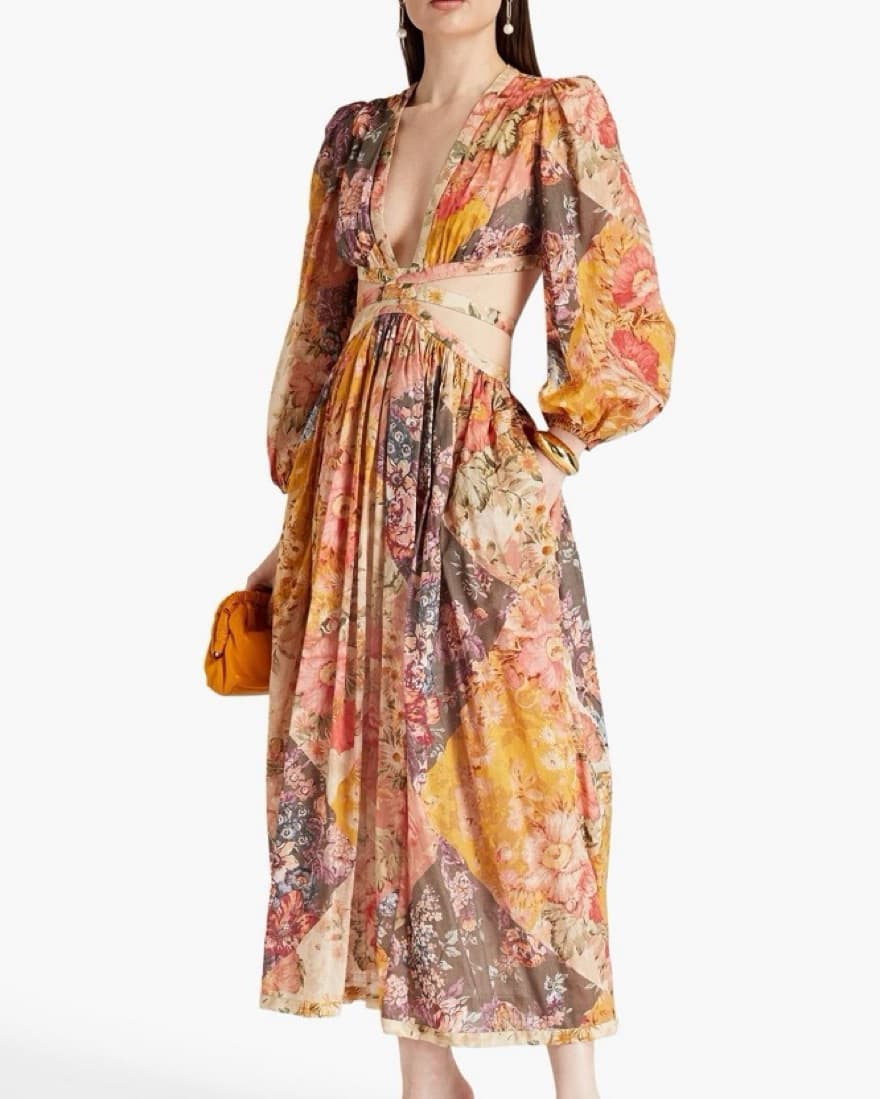 Zimmermann Floral Patchwork Midi Dress - Image 1