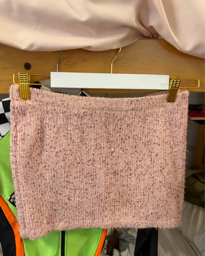 Pink Sparkly Knit Skirt - Image 1