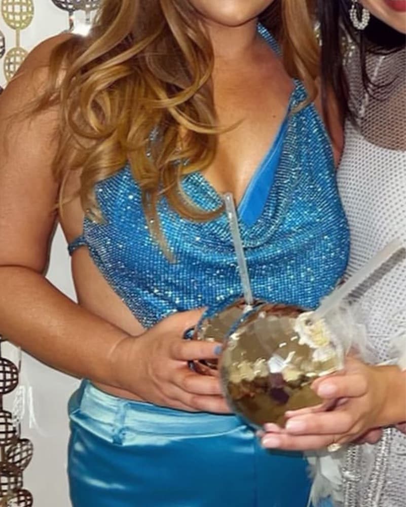 Meshki Diamante Backless Blue Top  - Image 4