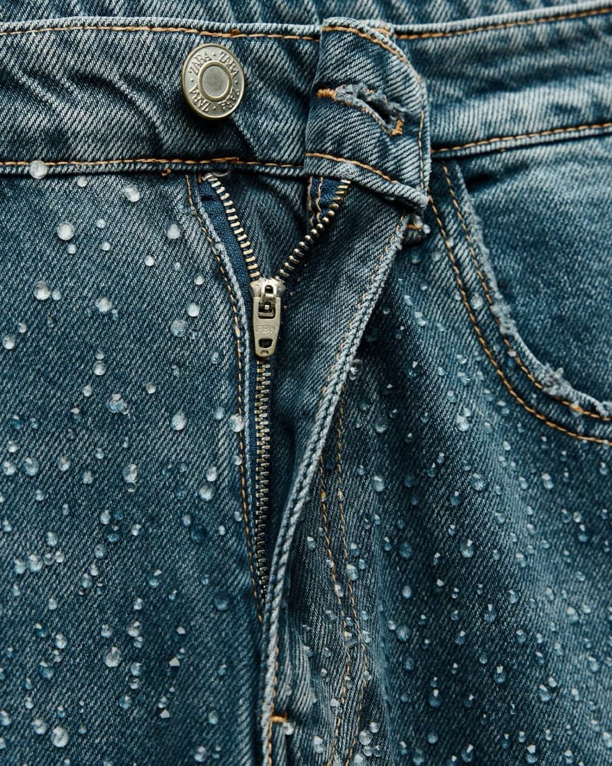 Clear Rhinestone/Gem Mid Rise Jeans - Image 3