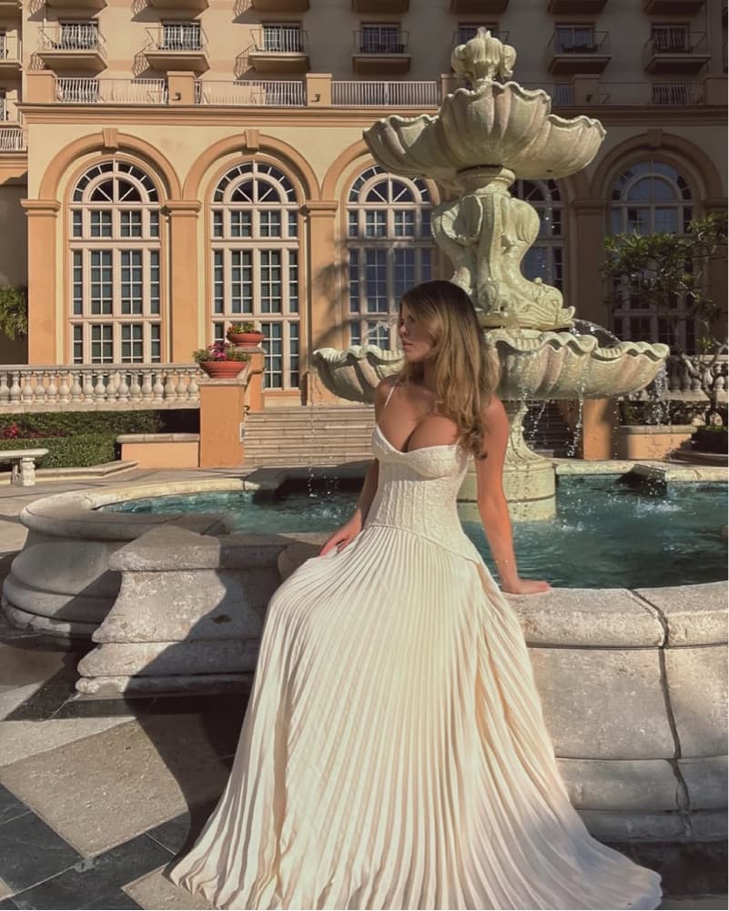 Lace Corset Pleated Maxi Dress - Image 6