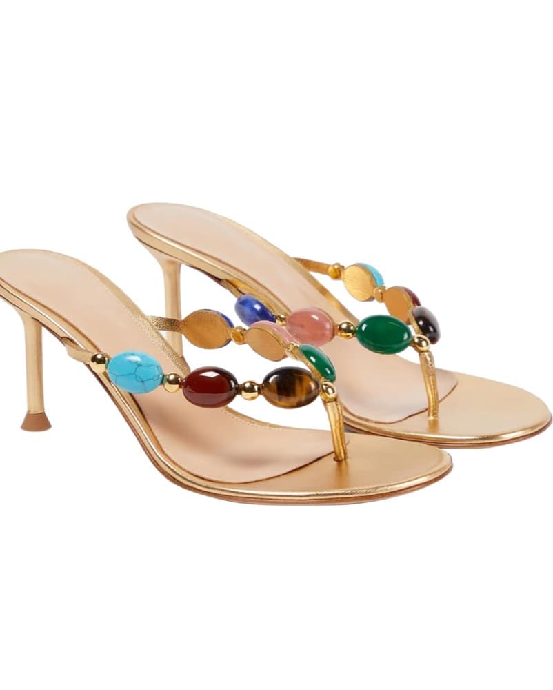 Bead-Embellished Heels Gold - Image 5