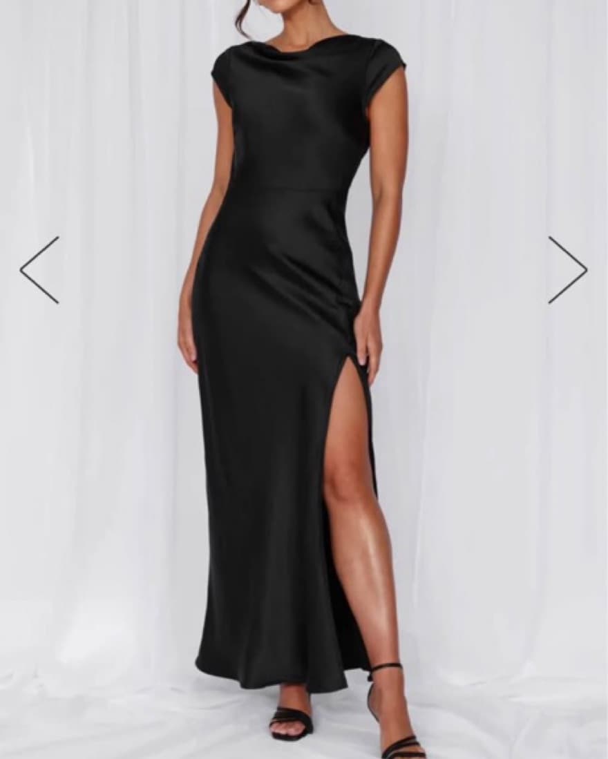 Black Satin Dress - Image 2