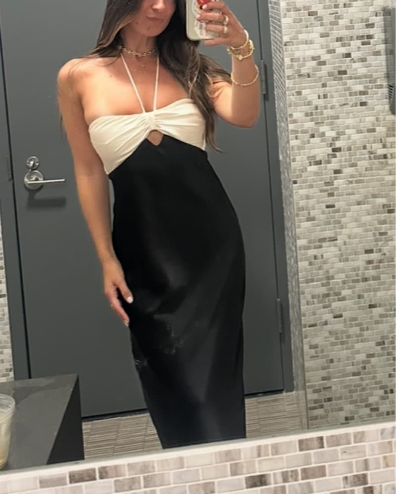 Gorgeous Silk Two Tone Halter Dress - Image 1