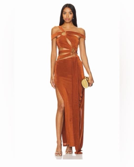 Slinky Maxi Dress in Terracotta - Image 1