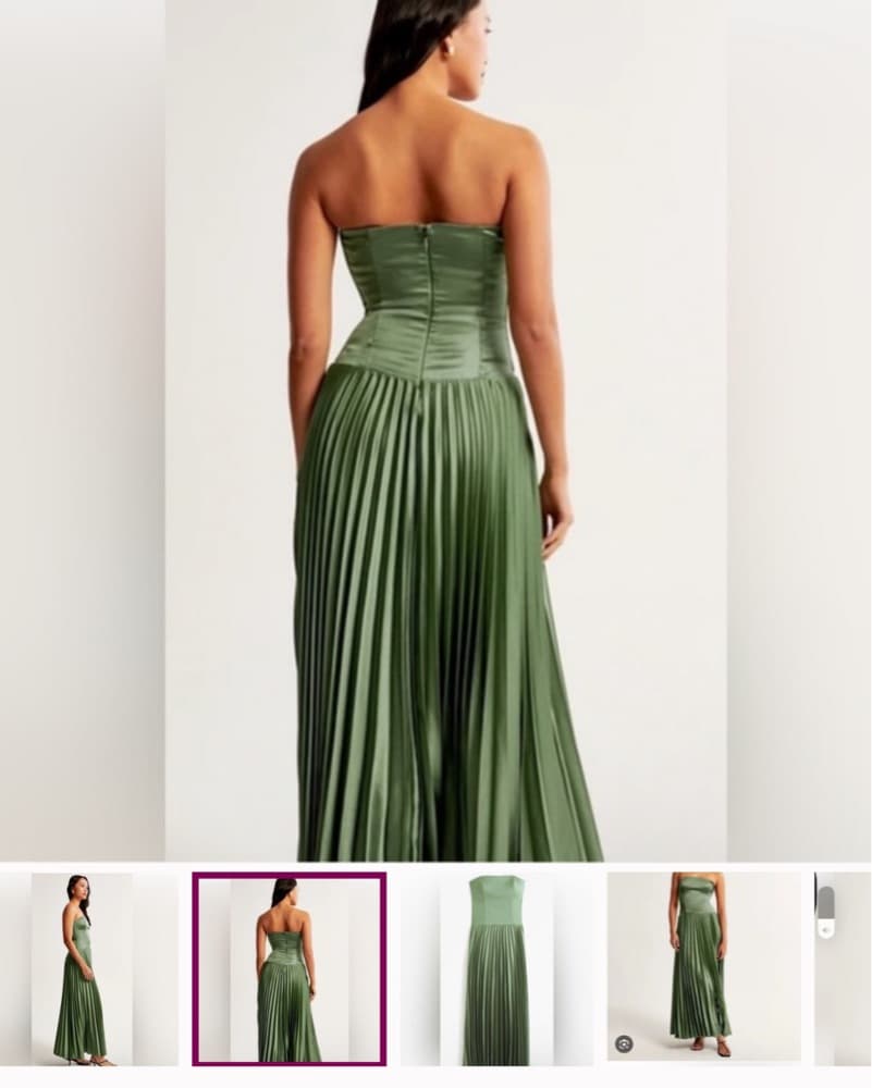 Abercrombie Strapless Green Maxi Dress - Image 3