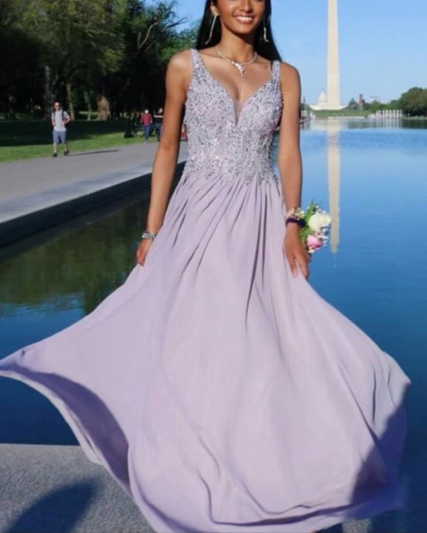 David's Bridal Lavender Prom Dress - Image 1