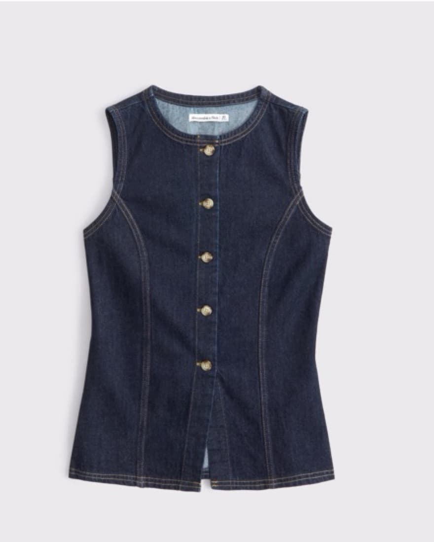 Abercrombie Dark Wash Tie Denim Vest - Image 3