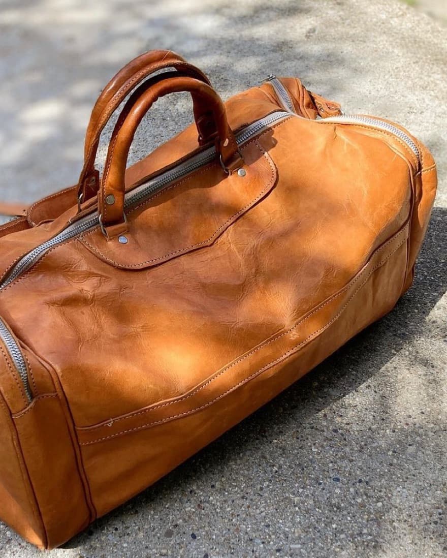 Vintage Leather Duffel Bag - Image 2