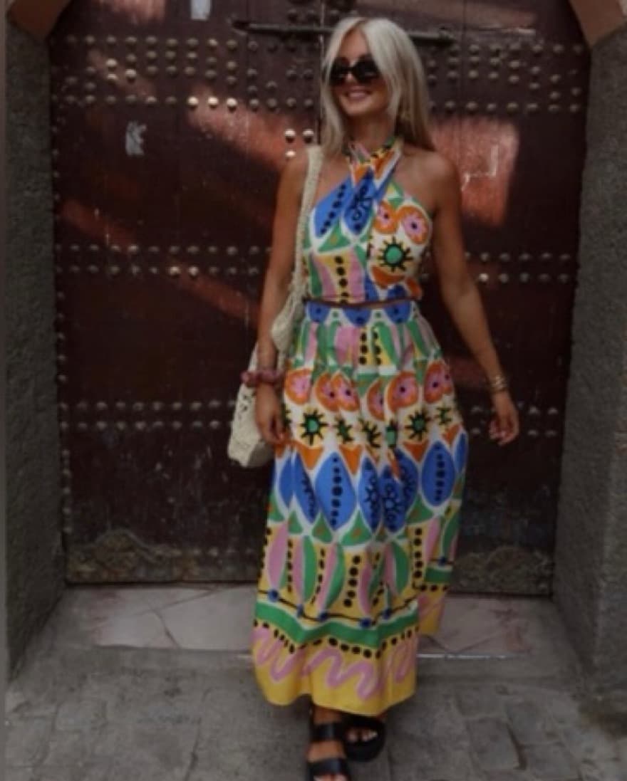 ZARA PRINTED HALTER TOP & MIDI SKIRT - Image 4