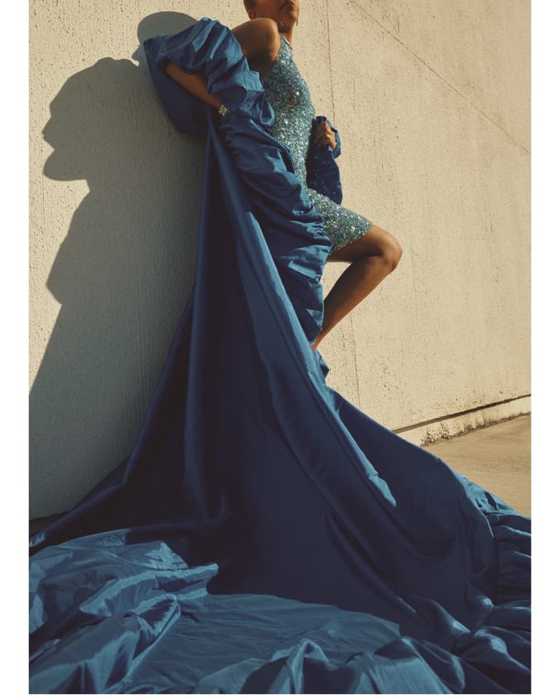 Stunning Blue Dramatic Ruffle Cape - Image 2