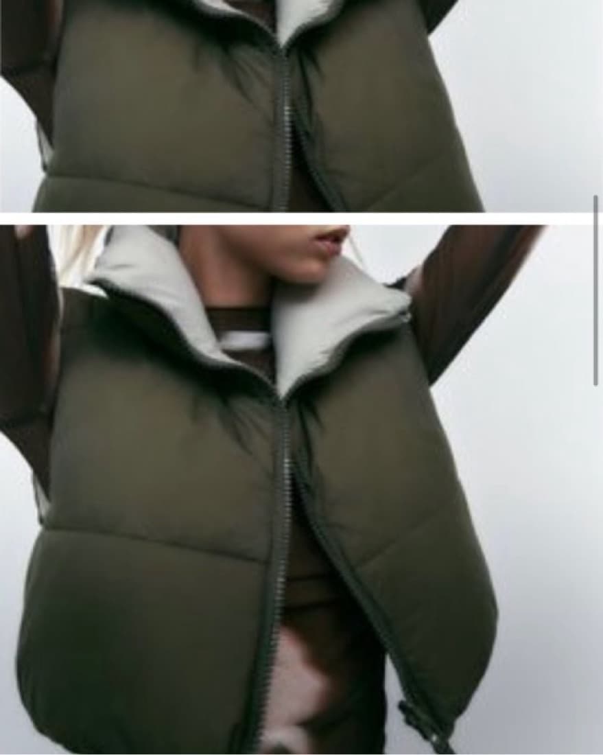 Chic Olive Puffer Reversible Vest - Image 1