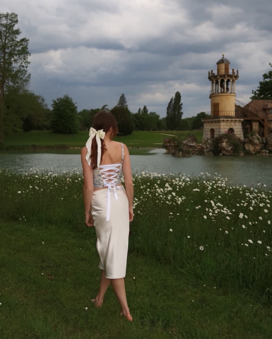White Satin Midi Skirt  - Image 2