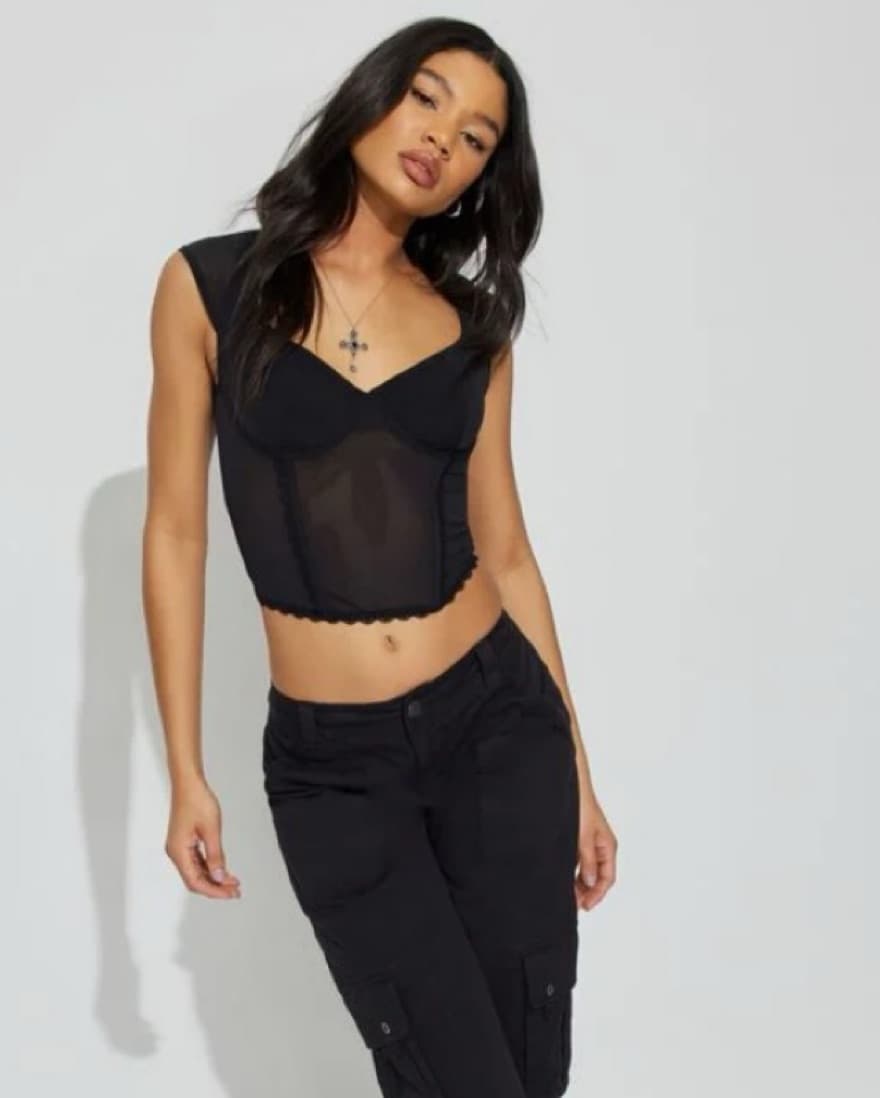 Milan Mesh Tie Back Top Bustier- Garage - Image 1