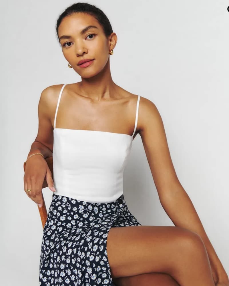 White Reformation Linen Top - Image 1