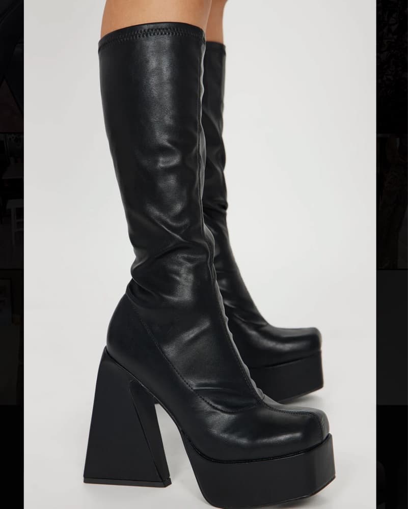 Chic Black Platform Boots - Image 1