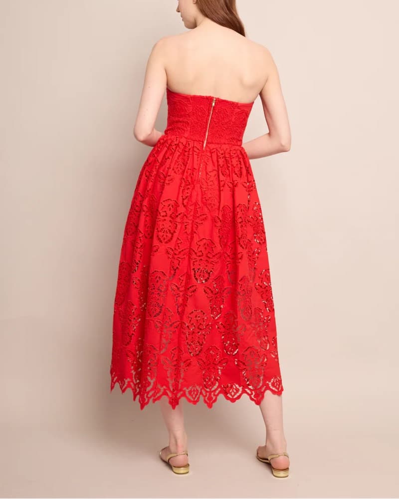 Stunning Red Lace Midi Dress - Image 2