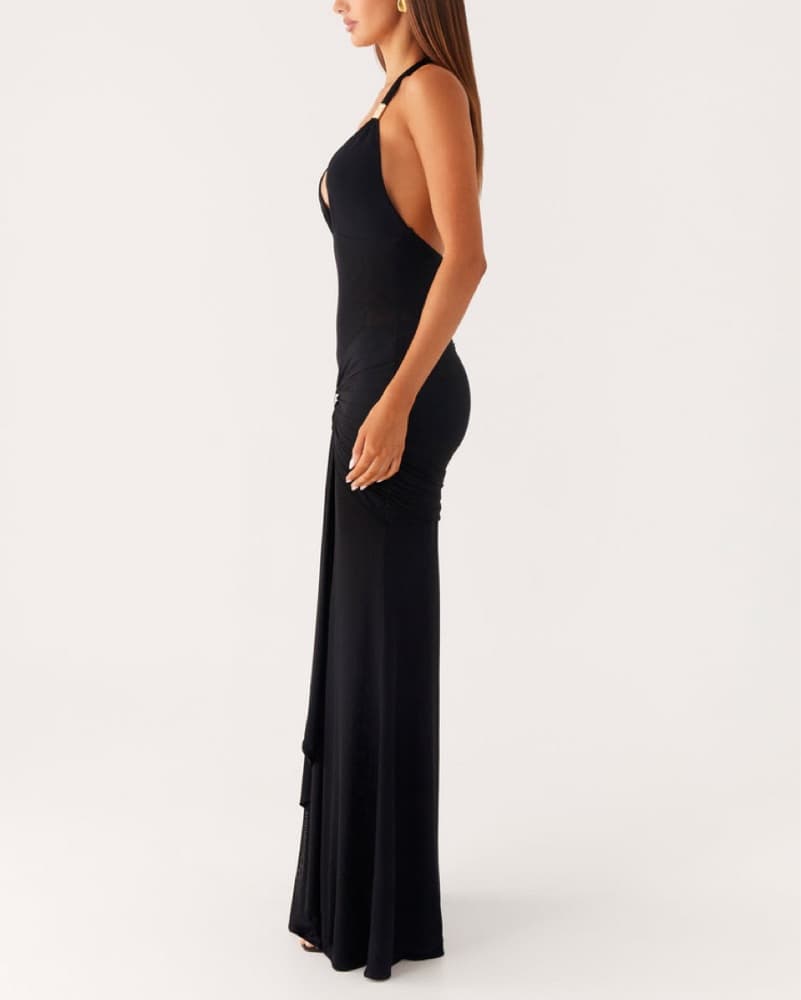 Glamorous Black Halter Gown - Image 3