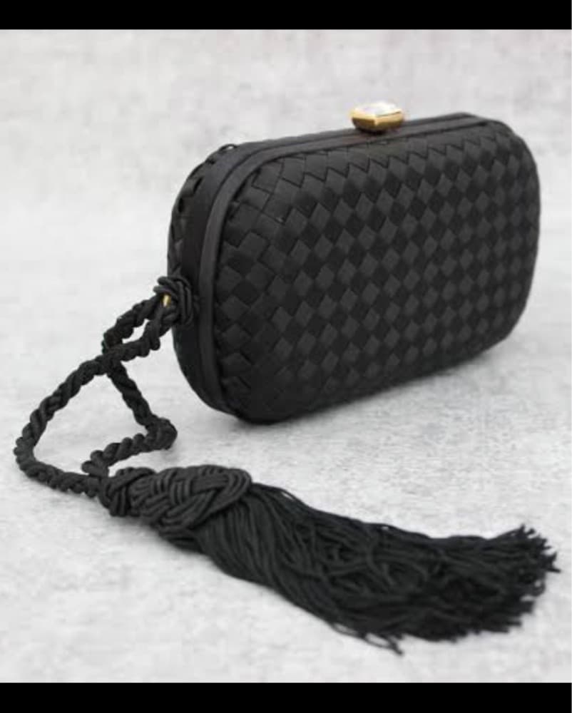 Vintage Bottega Satin Tassel Clutch  - Image 1
