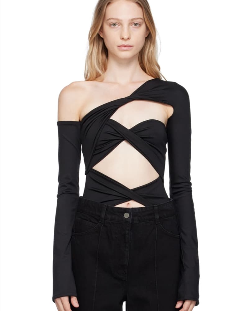 Lado Bokuchava Twirl Black Cut Out Twist Bodysuit  - Image 1