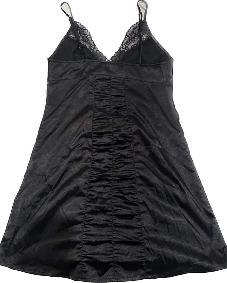 Black Satin Slip Dress - Image 2