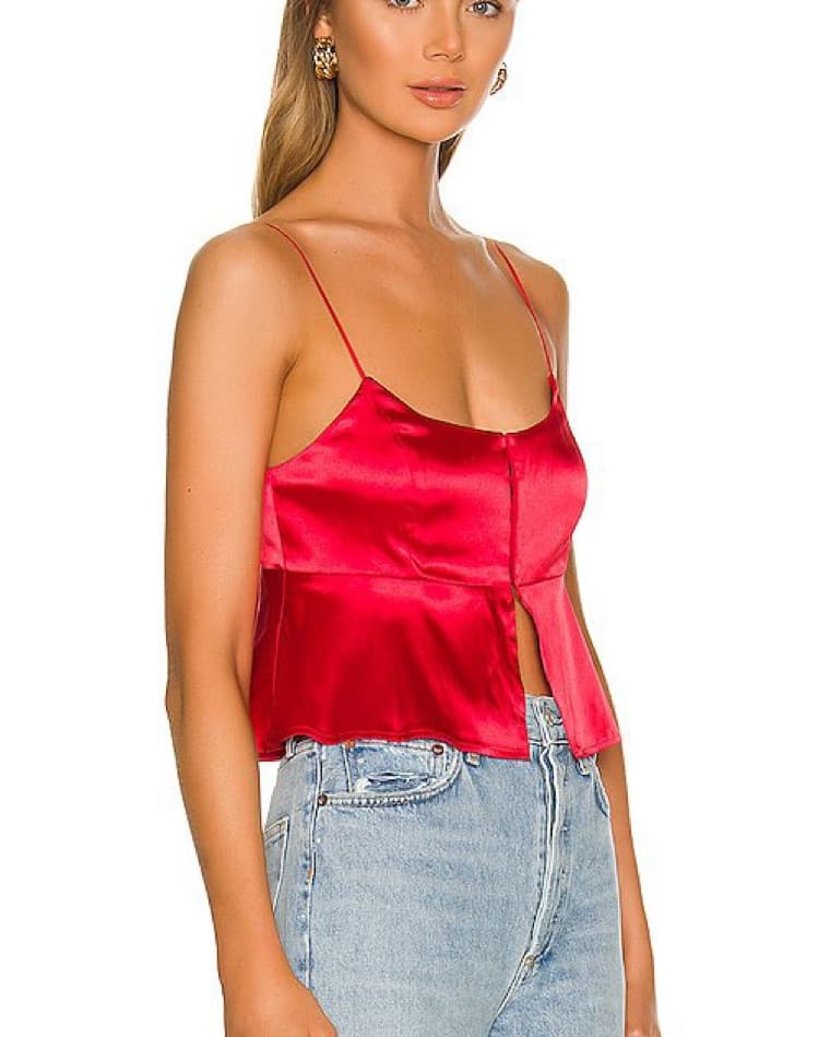 Revolve Red Satin Top - Image 2