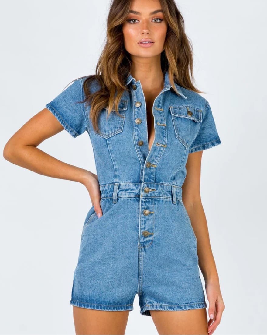 LIONESS Denim Jean Romper - Image 4