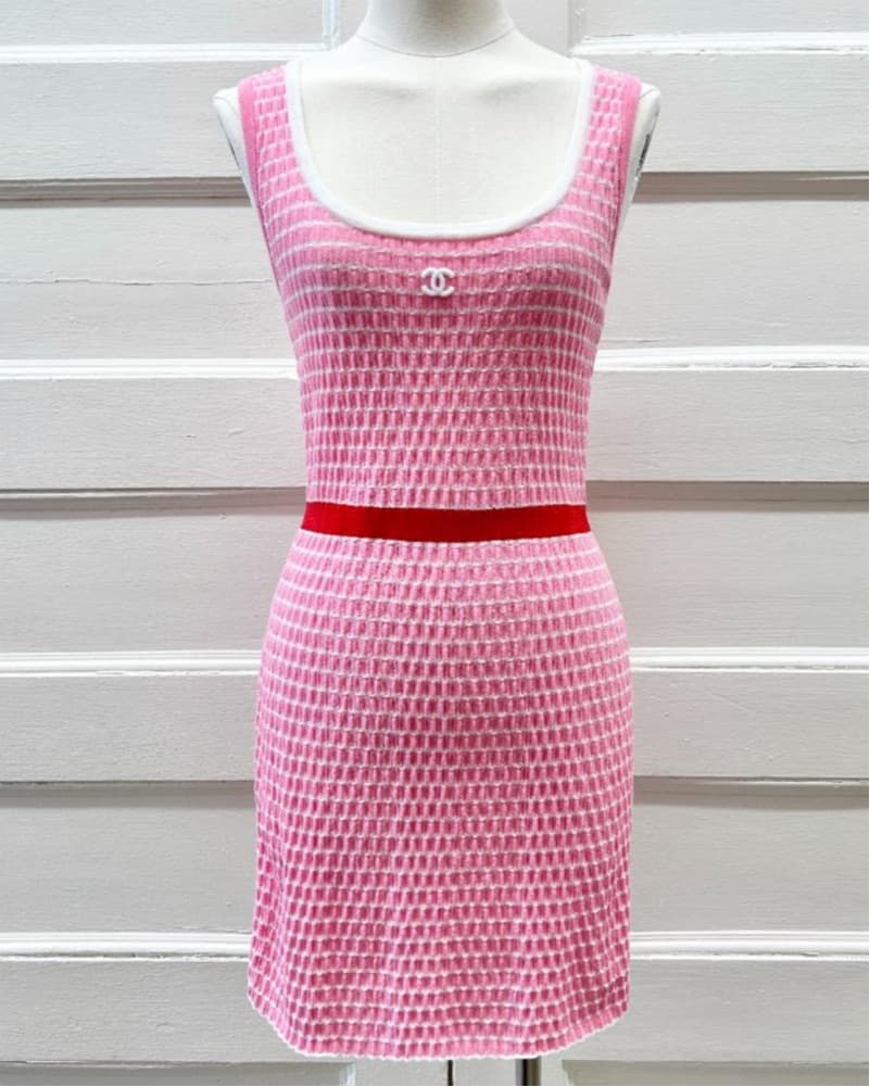 Chanel 2024 Pink Knit Mini Dress - Image 1