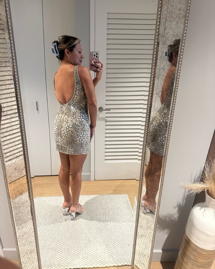 Silver & White Beaded Dress - Image 3