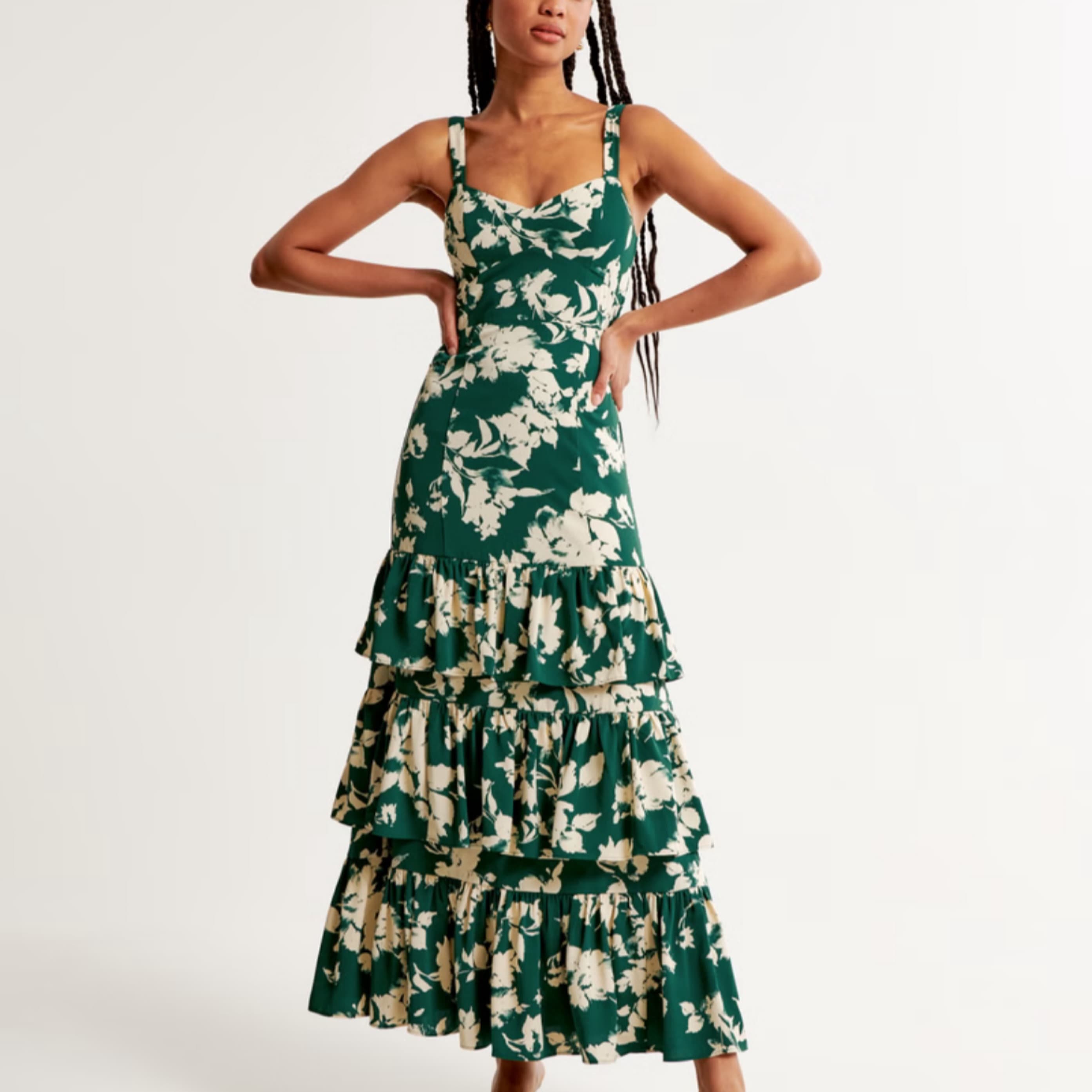 Green Tiered Ruffle Dress - Image 1