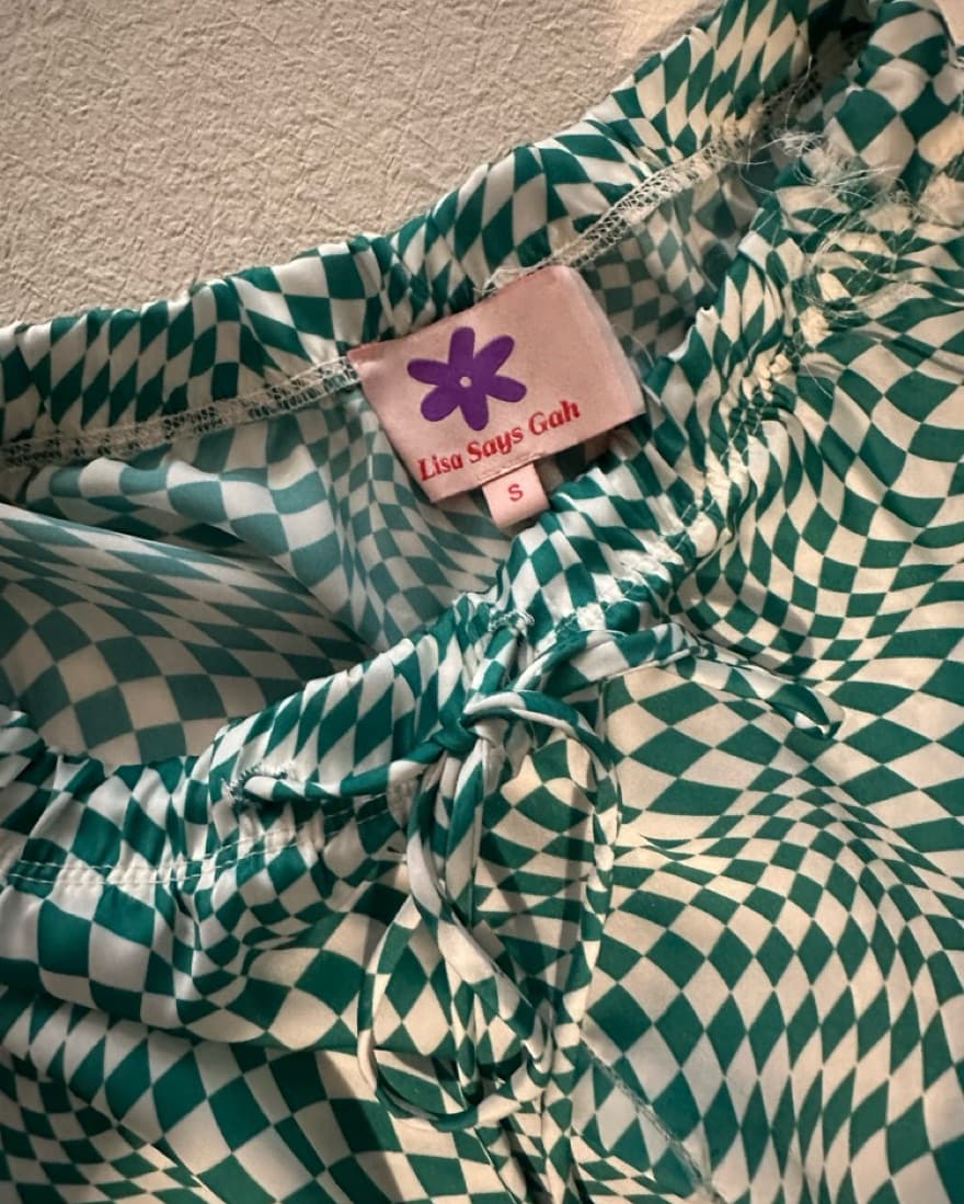 Lisa Says Gah! Green Checkered Silk Set - Image 4