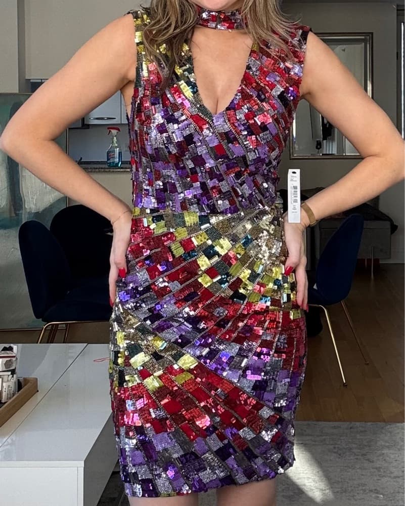 Alice + Olivia Sequin Beaded Mini Dress - Image 5