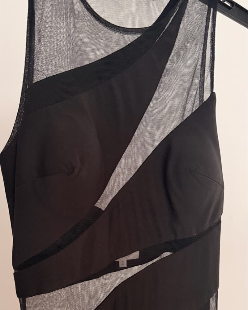 BLUSH Black Mesh Paneled Gown - Image 5