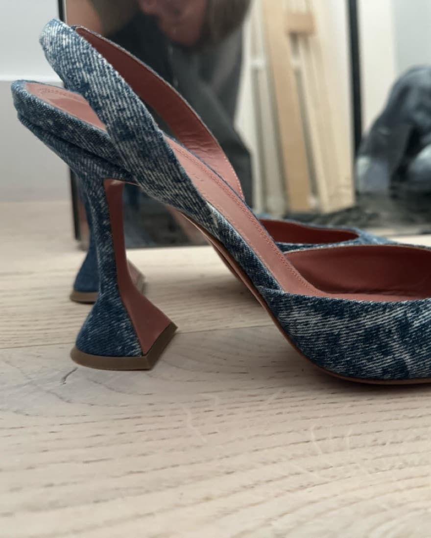 Amina Muaddi denim heel - Image 4