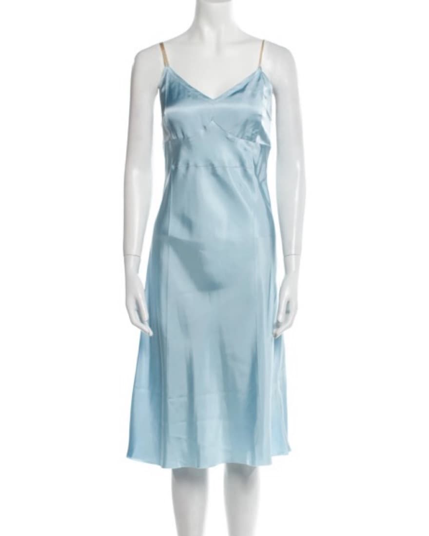 Helmut Lang Satin Blue Slip Dress  - Image 4