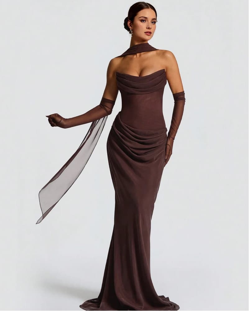 Babyboo Chocolate Brown Mesh Dress - Image 4