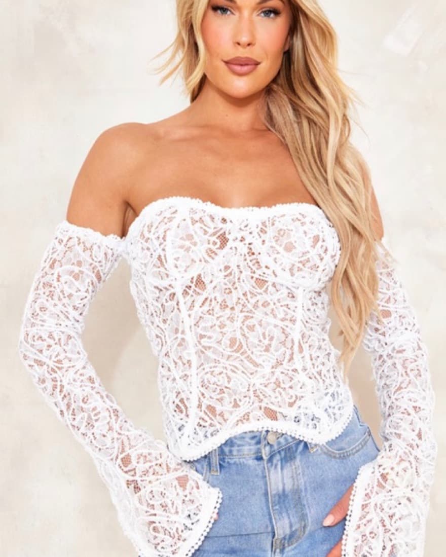 PLT White Embroidered Long Sleeve Top - Image 3