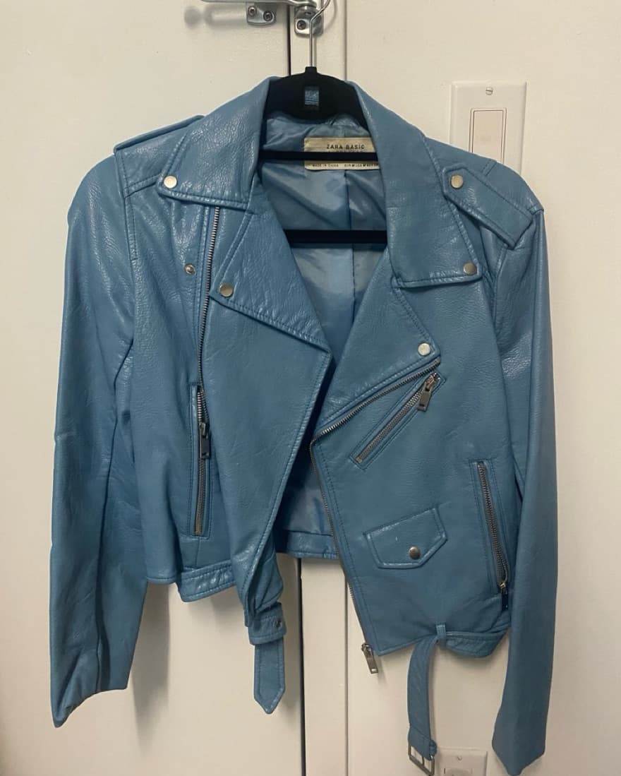 Blue Leather Zara Jacket  - Image 1