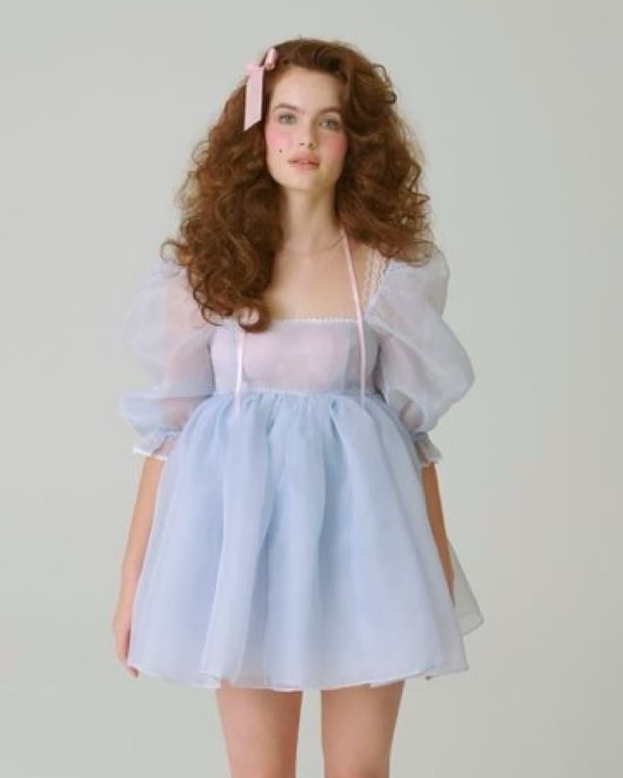Selkie Baby Pinstripe Puff Dress - Image 2