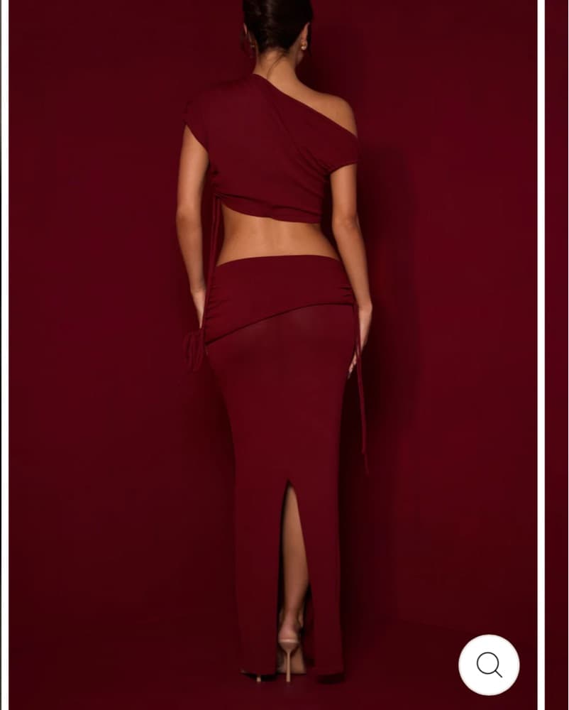 Wine CO-ORD Set - Crop top & Skirt Sz 8 - Image 2