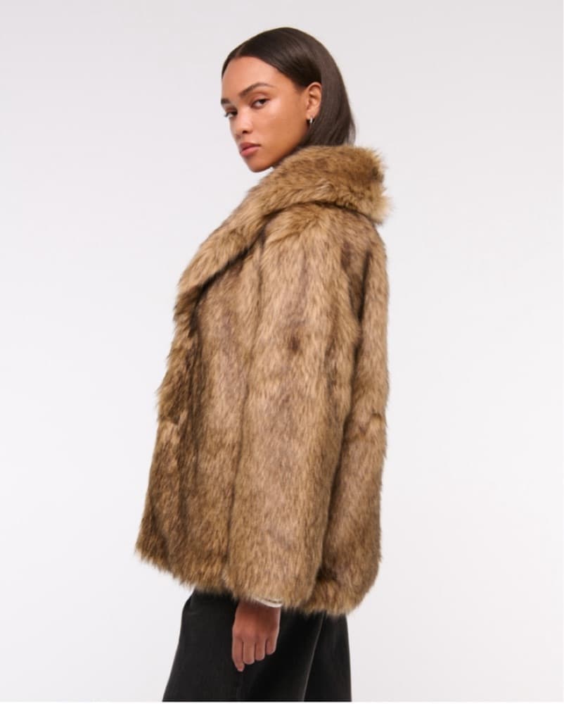 Abercrombie brown faux fur jacket - Image 3